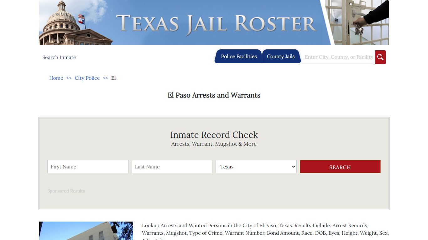 El Paso Arrests and Warrants | Jail Roster Search
